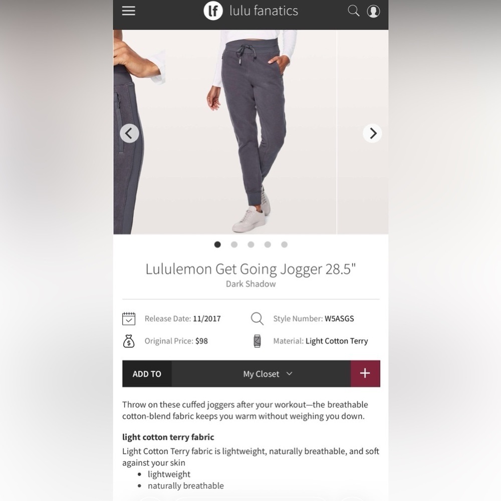 Lululemon Get Going Jogger 28.5" In Dark Shadow - Picture 7 of 8